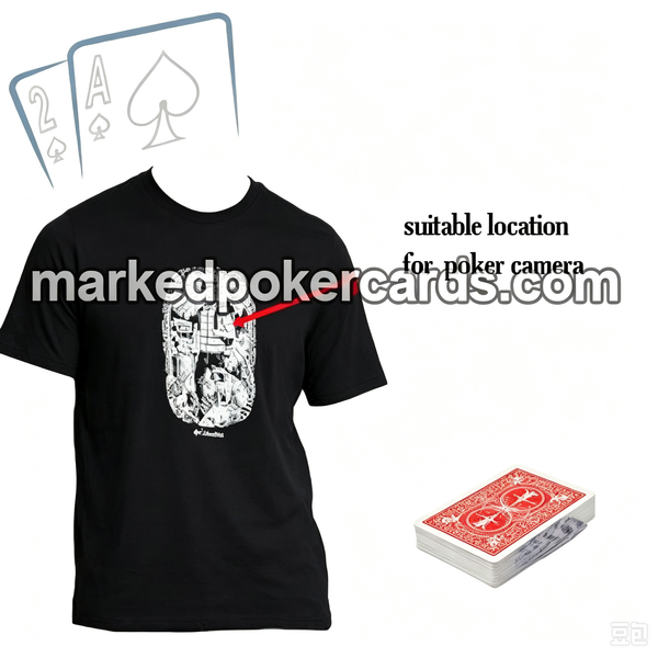 Câmera ampla e dinâmica de scanner de cartas de pôquer em camiseta